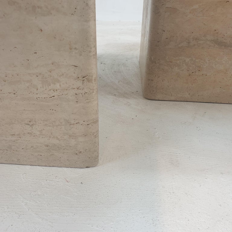 Set of 3 Italian Travertine Nesting or Coffee Tables, 1980s For Sale 13