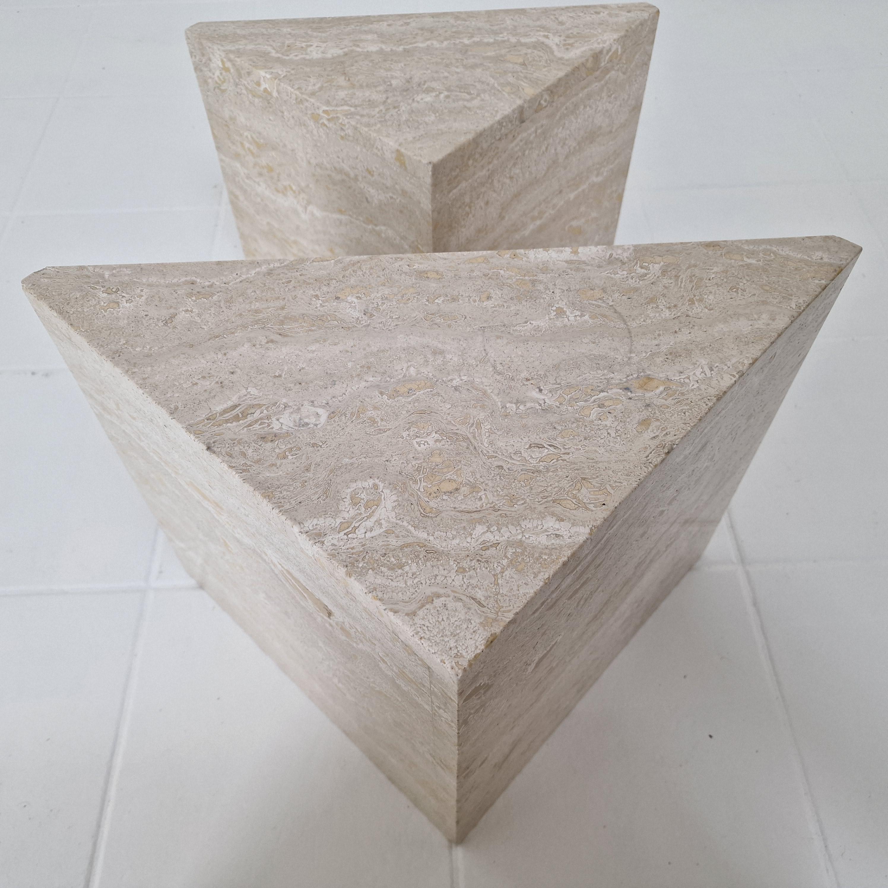 Set of 3 Italian Travertine Nesting or Side Tables, 1980s For Sale 10