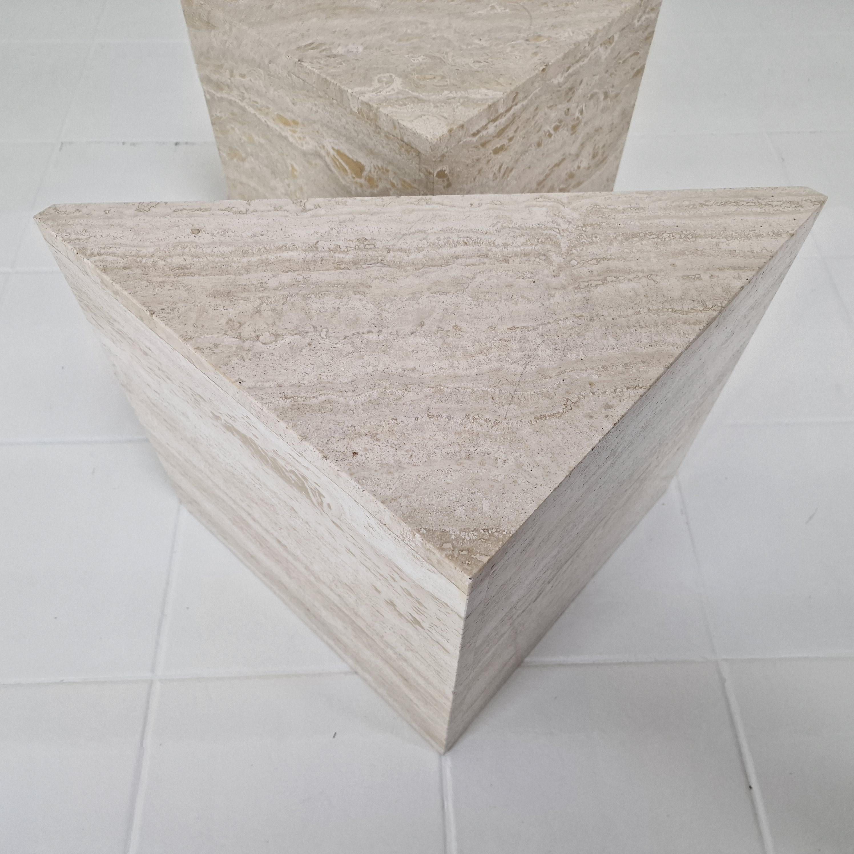 Set of 3 Italian Travertine Nesting or Side Tables, 1980s For Sale 11