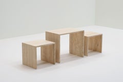 Set of 3 Italian Travertine Side Tables 70s