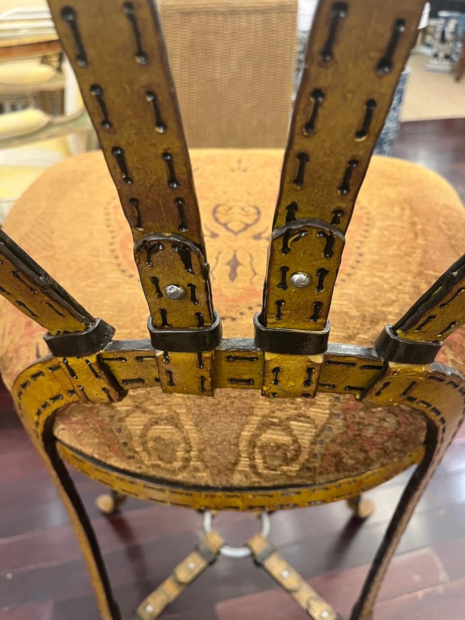 20th Century Set of 3 Jacques Adnet Hermes Style Equestrian Strap Barstools For Sale