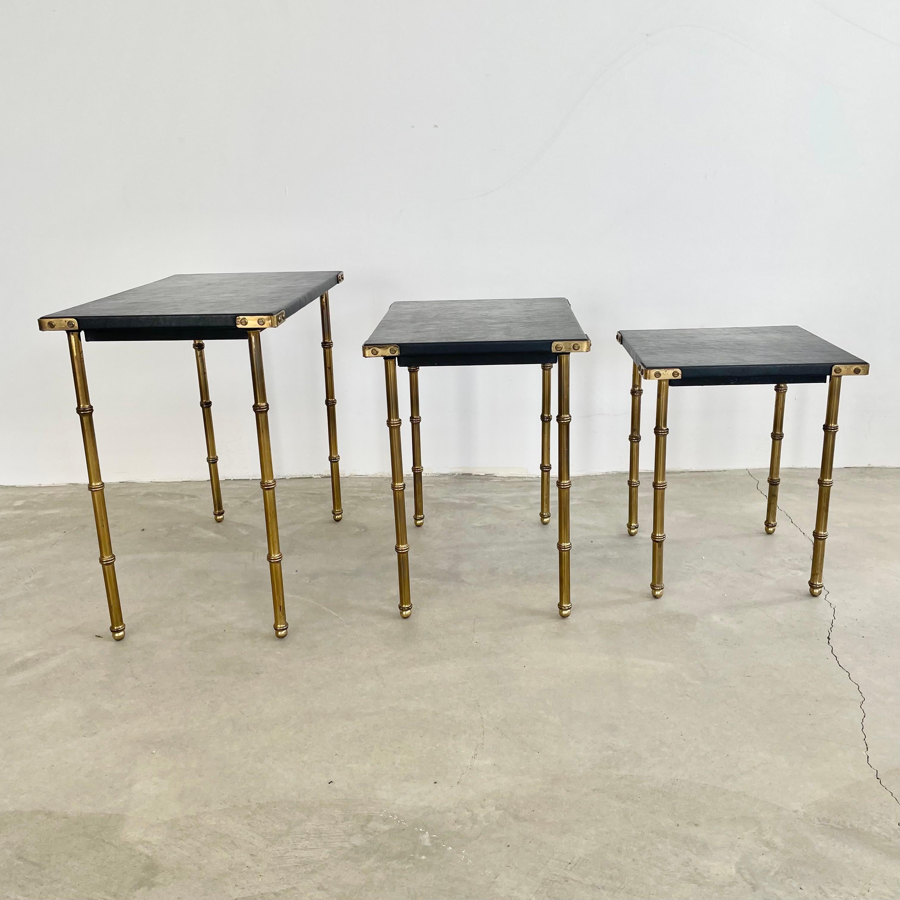Set of 3 Jacques Adnet Nesting Tables, 1950s France For Sale 4