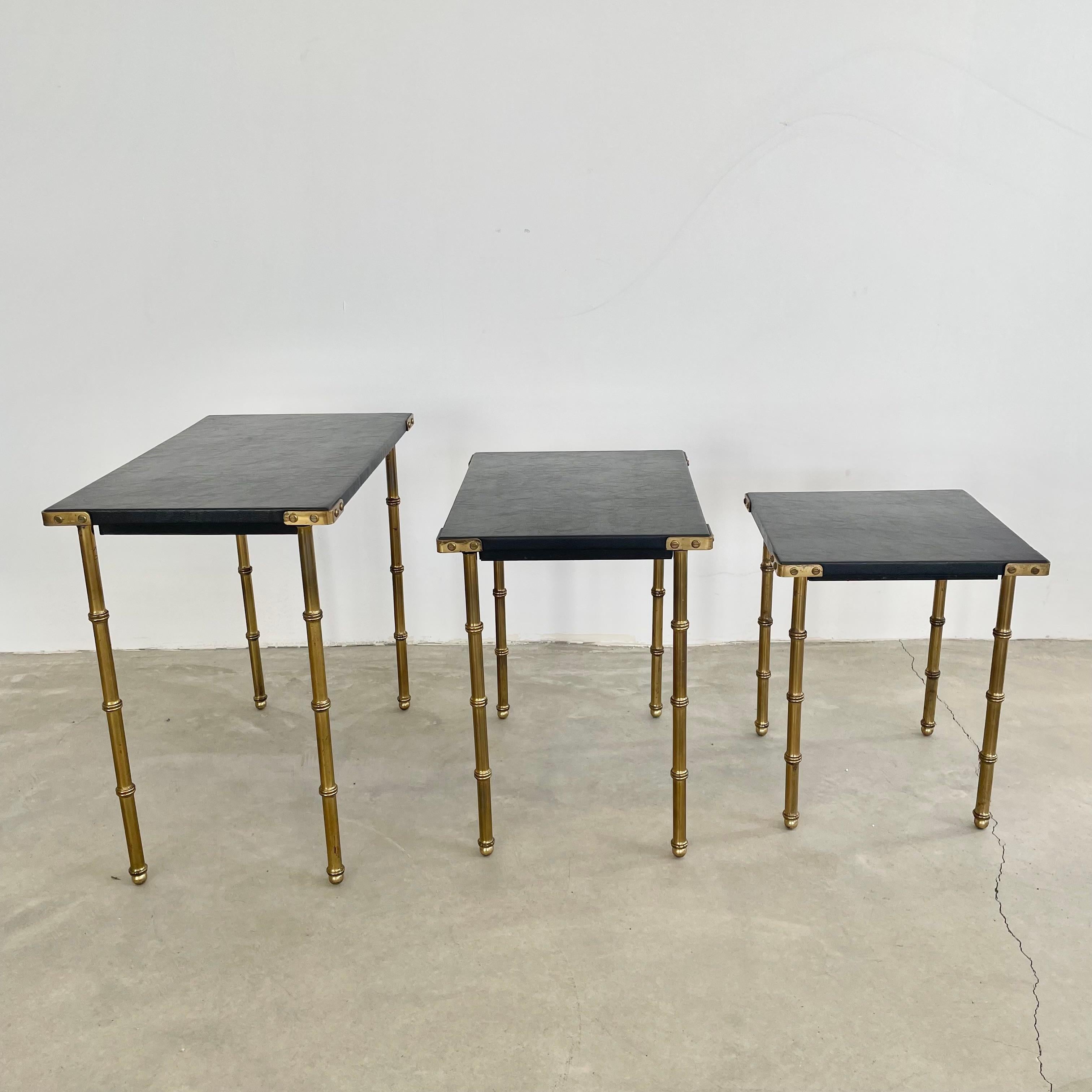 Set of 3 Jacques Adnet Nesting Tables, 1950s France For Sale 5