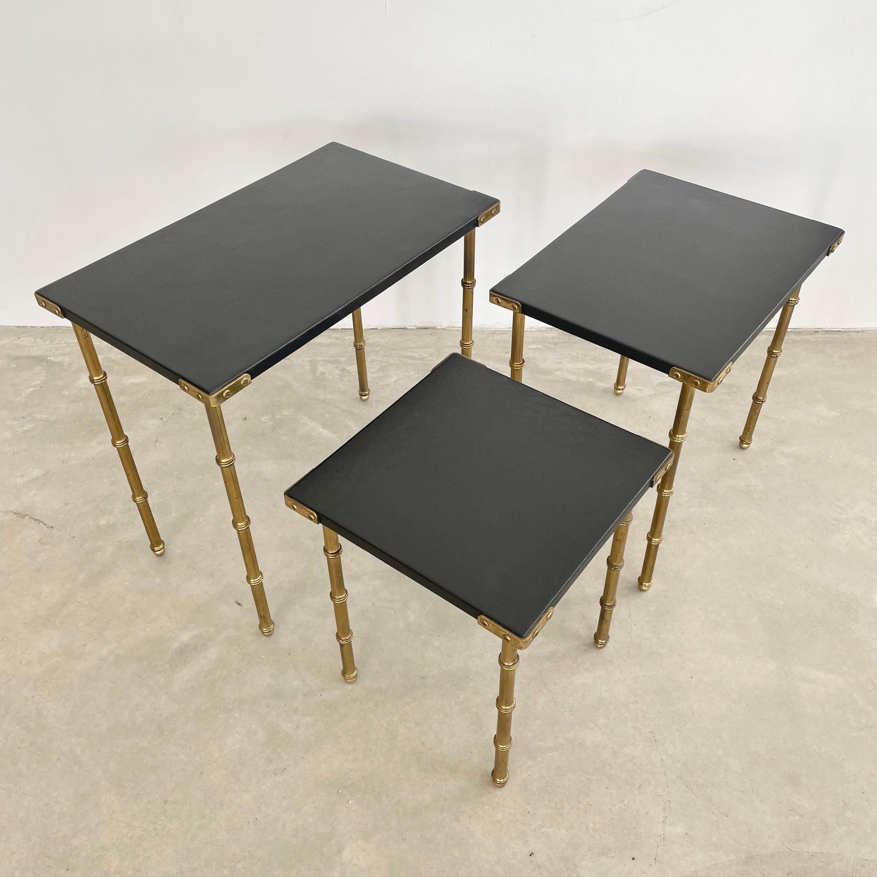 Set of 3 Jacques Adnet Nesting Tables, 1950s France For Sale 6