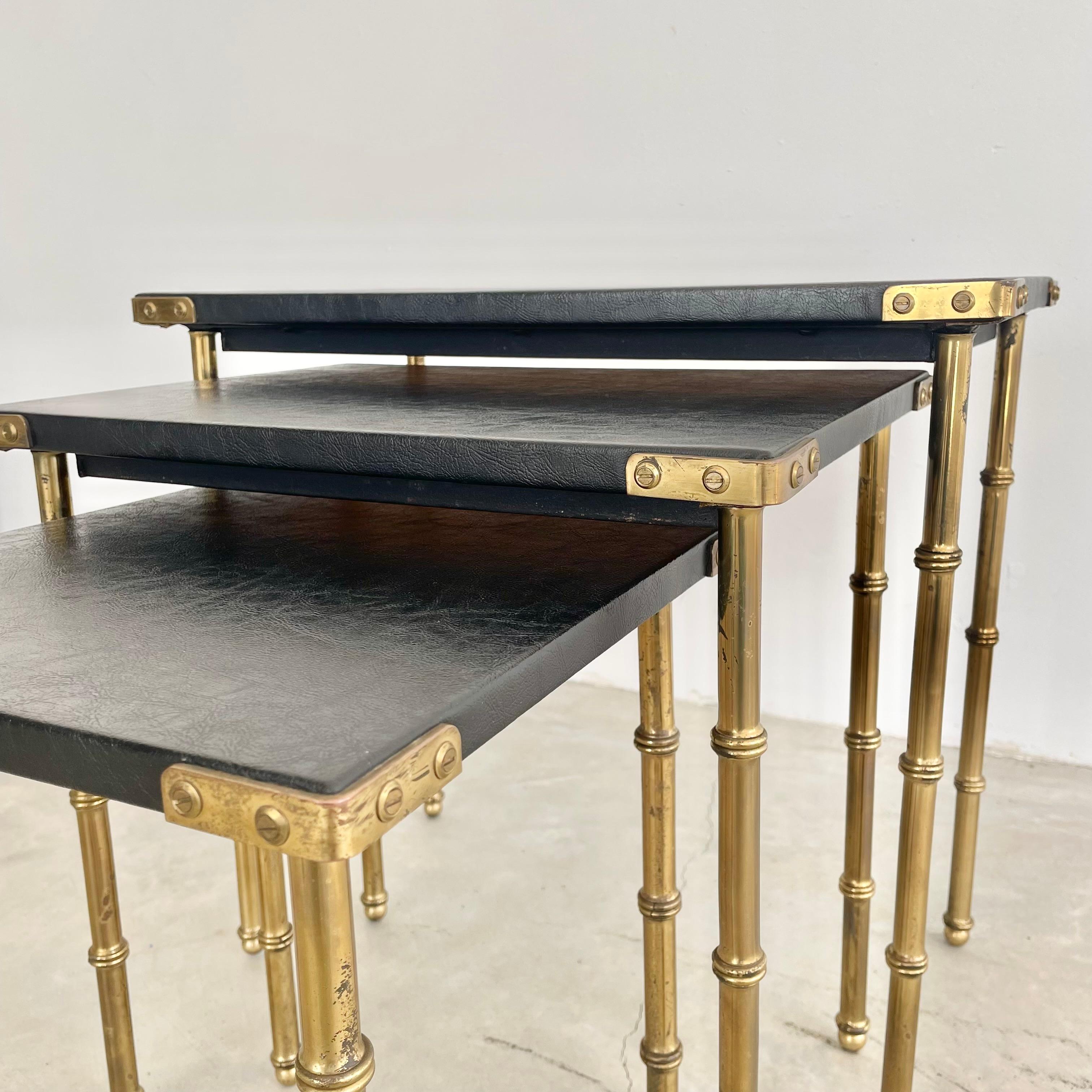 Set of 3 Jacques Adnet Nesting Tables, 1950s France For Sale 2
