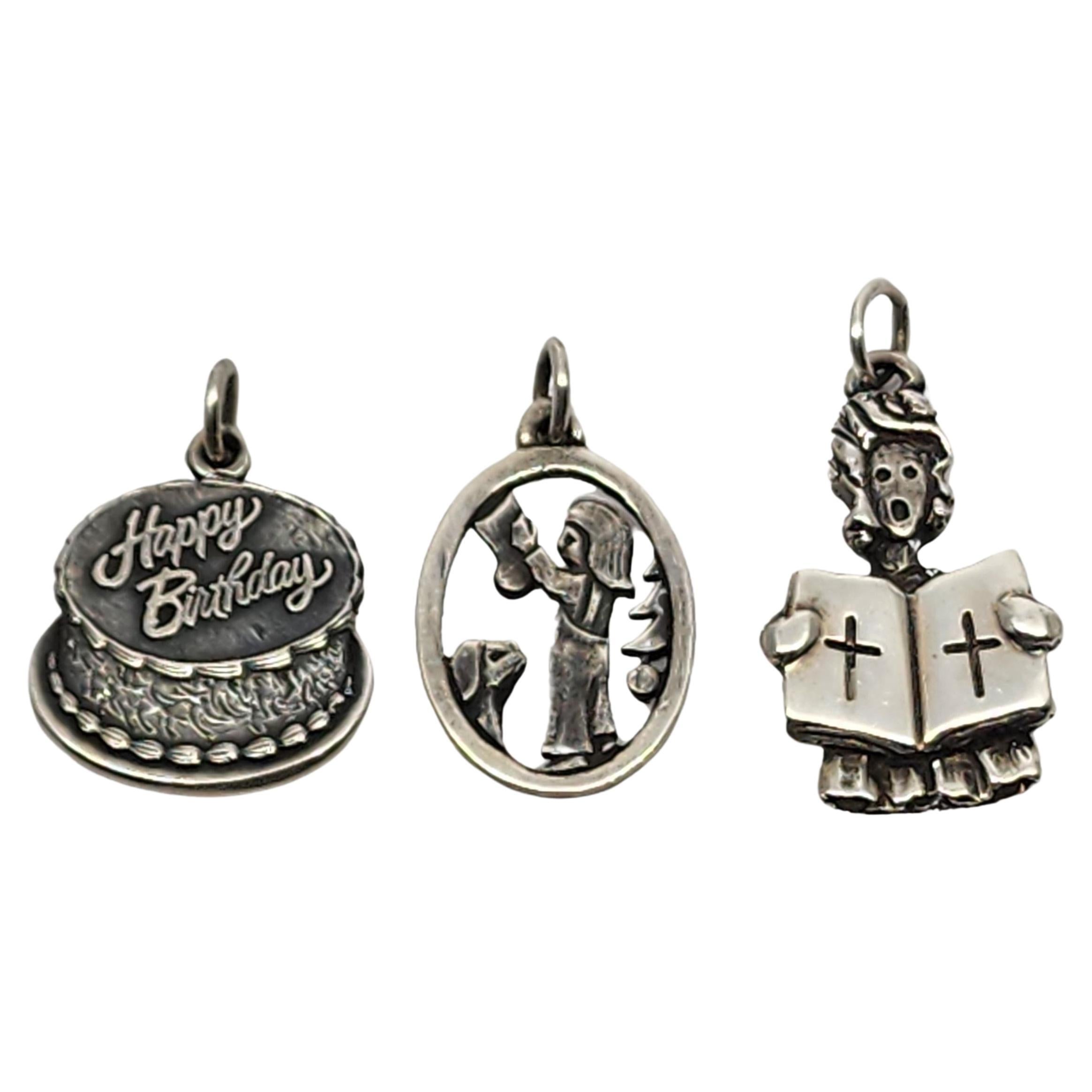 Set of 3 James Avery Sterling Silver Birthday and Christmas Charms #16142
