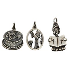 Vintage Set of 3 James Avery Sterling Silver Birthday and Christmas Charms #16142