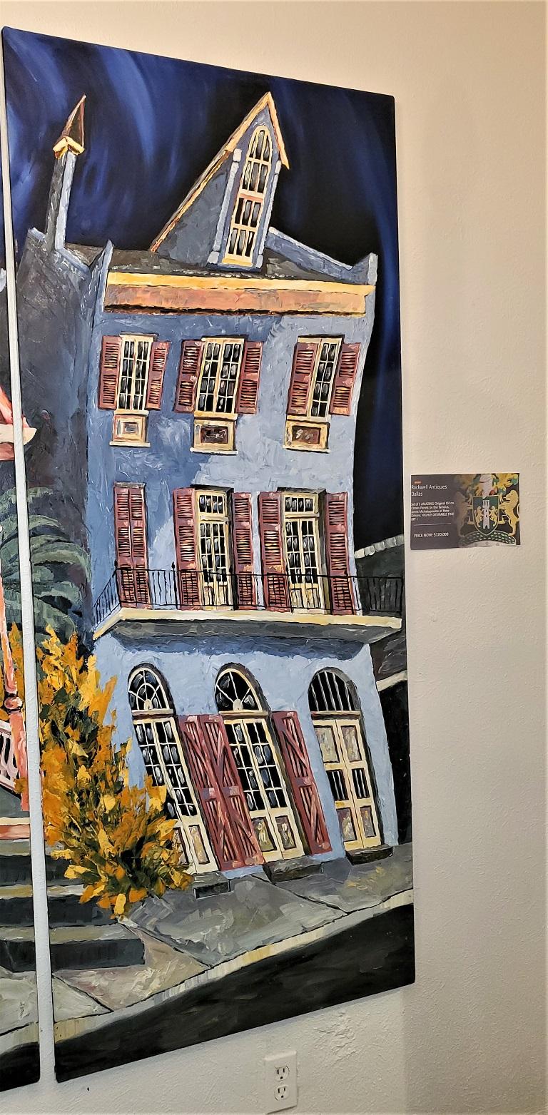 Triptych Oil on Canvas Panels Of New Orleans French Quarter Houses For