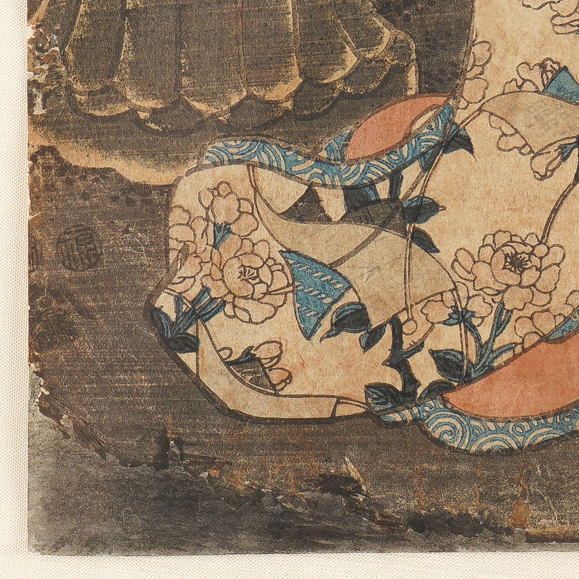 Set von 3 japanischen gerahmten Holzschnitten von Utagawa Toyokuni, 1786-1865 im Angebot 11