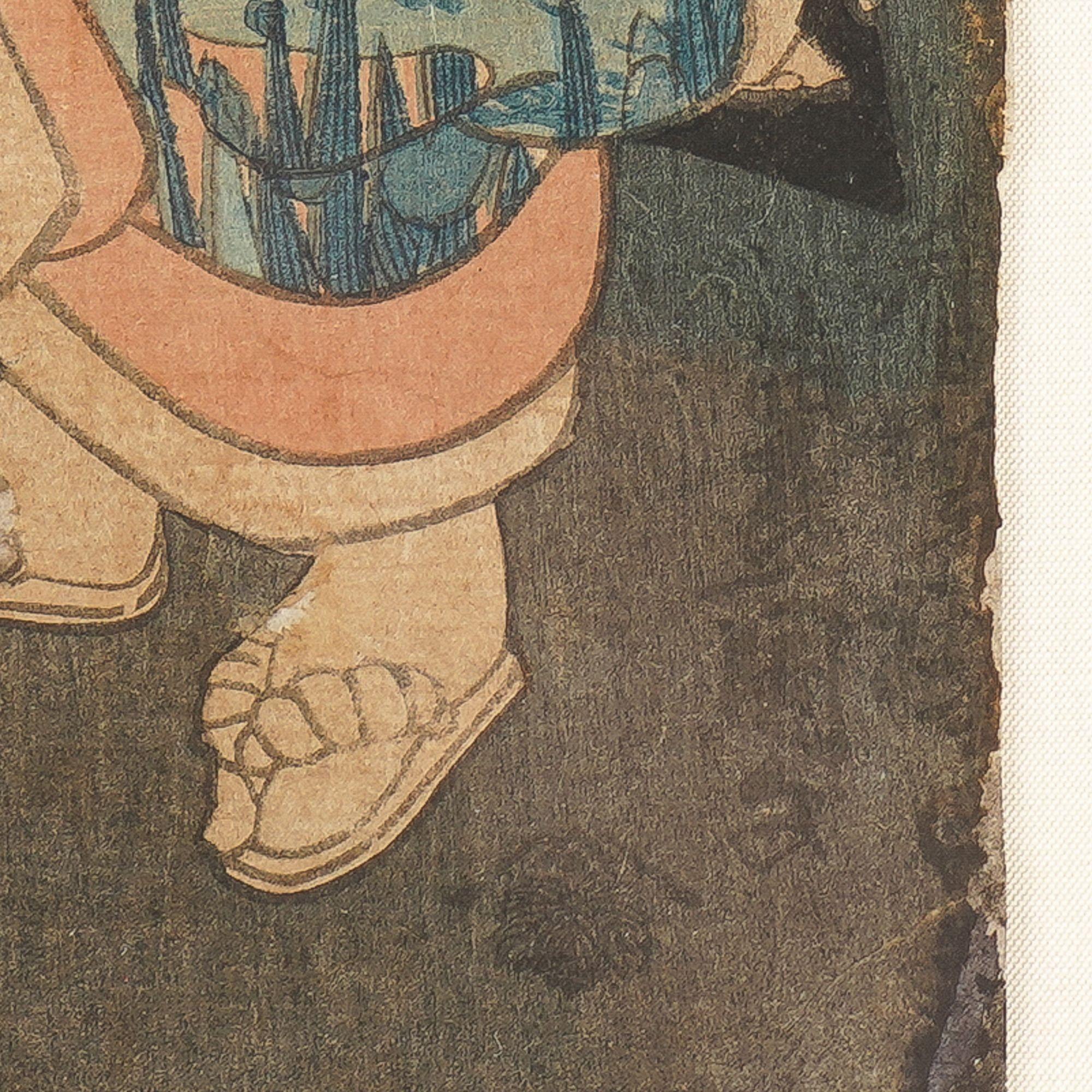 Set von 3 japanischen gerahmten Holzschnitten von Utagawa Toyokuni, 1786-1865 (Papier) im Angebot