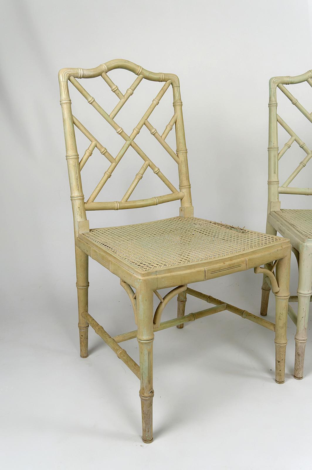 Patinated Set of 3 Japonisme style / Aesthetic Movement chairs, France, circa 1900 For Sale