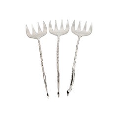 Set of 3 Jewelart Sterling Silver Sardine Forks #18249