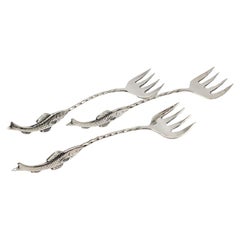 Set of 3 Jewelart Sterling Silver Sardine Forks #18249