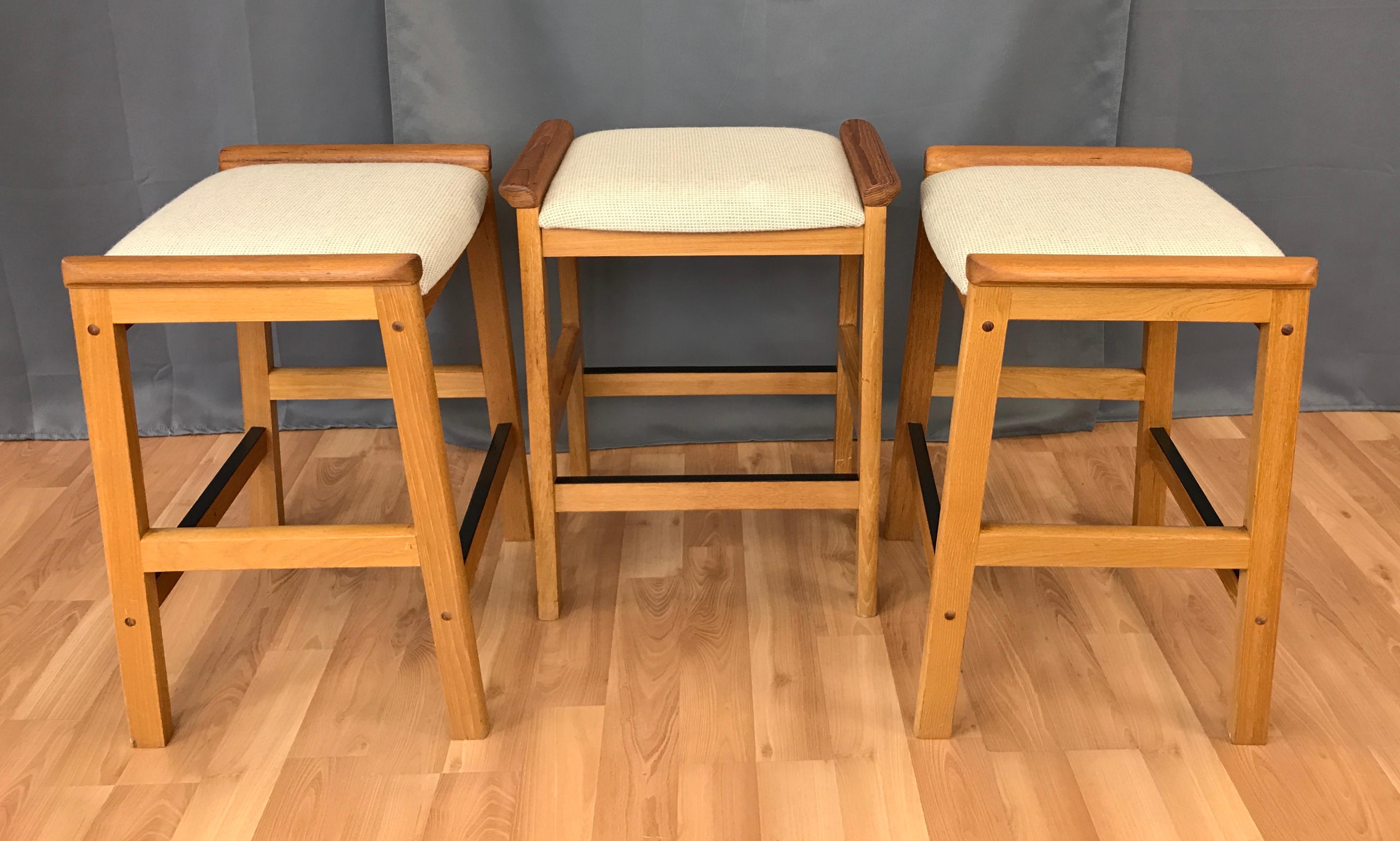 Danish Set of 3 J.L. Møller Counter Stools for Højbjerg of Denmark