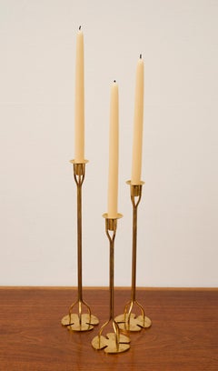 Set of 3 Josef Frank Candlesticks, Sweden, 1950s