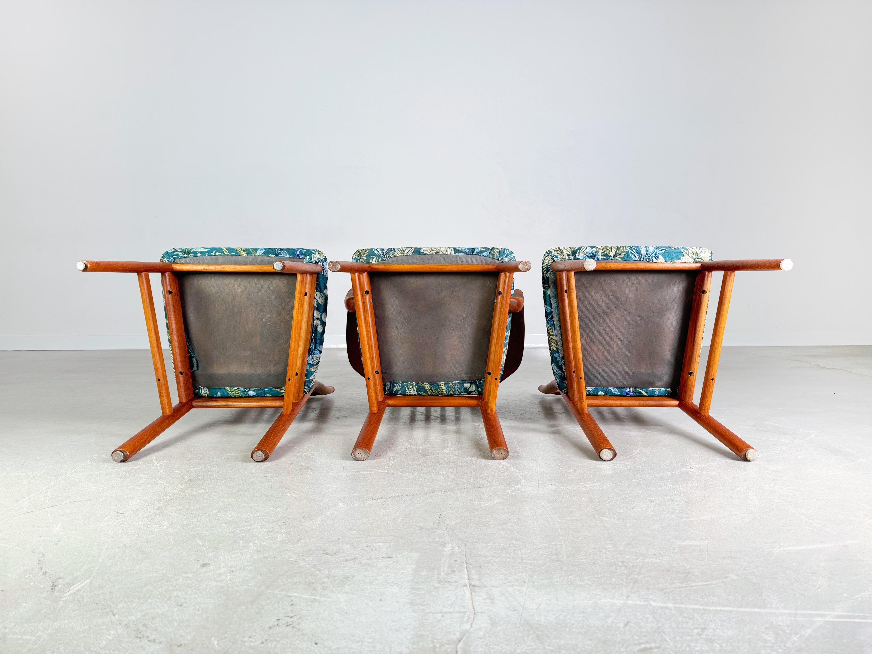 3er Set Kai Kristiansen Midcentury Stühle Schou Andersen Møbelfabrik Teak im Angebot 1