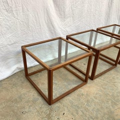 Set of 3 Kai Kristiansen Teak Cube Tables, Denmark, 1950s