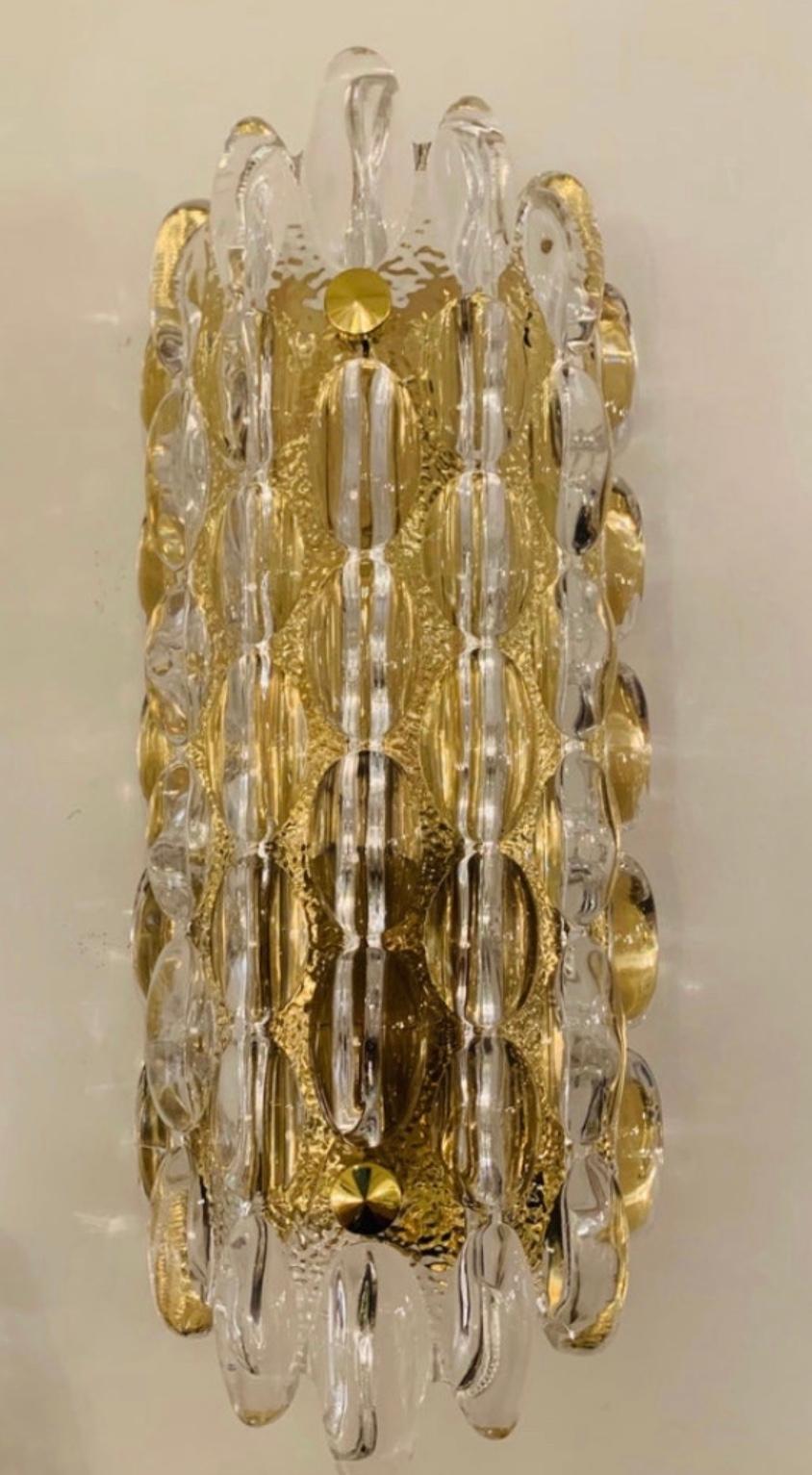 Set of 3 Karl Fagerland Orrefors Bubble Crystal Wall Lights In Excellent Condition For Sale In New York, NY