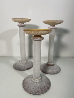 Ensemble de 3 chandeliers en verre Scavo ambré vénitien de style Karl Springer du milieu du siècle dernier, par Segu