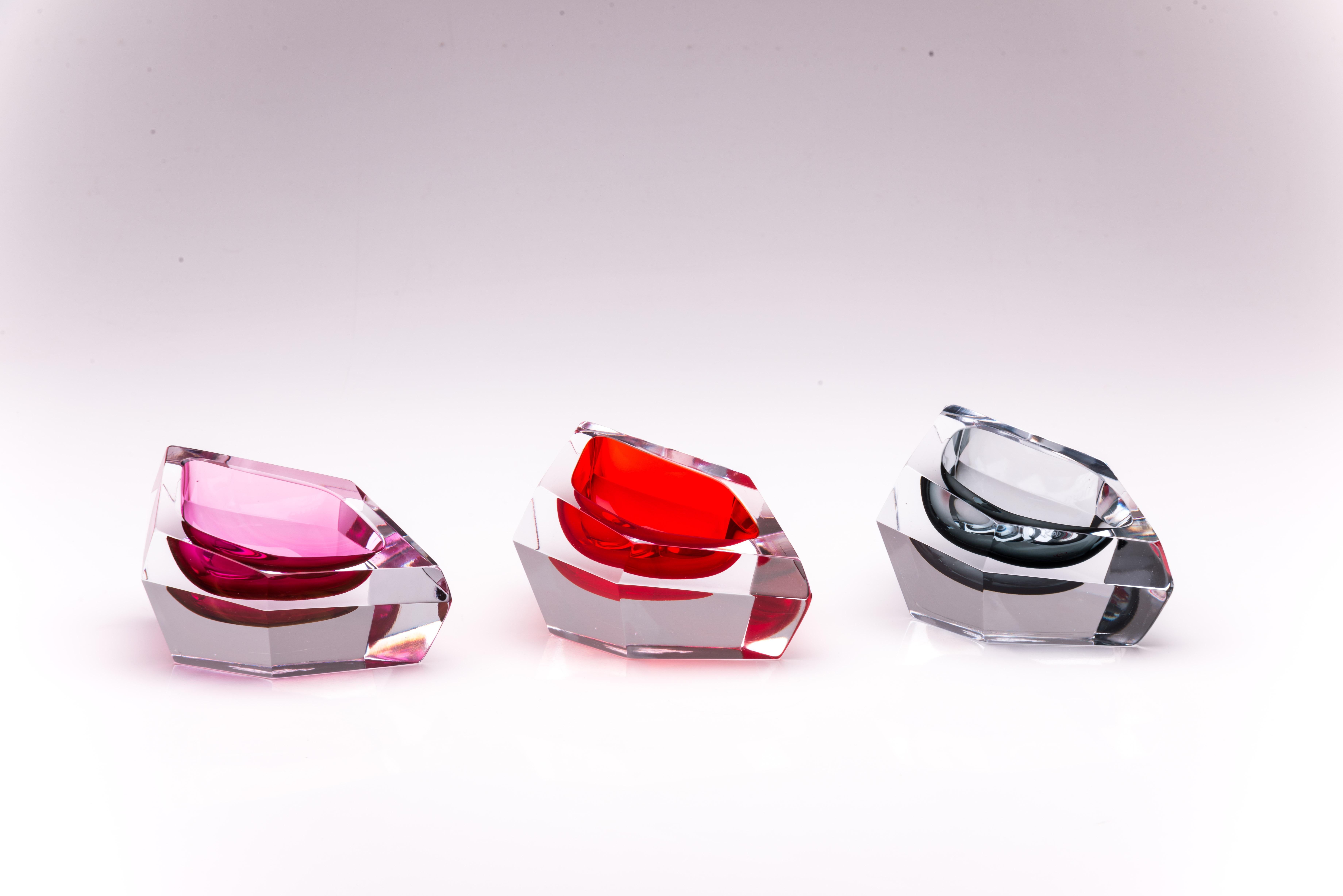 Set of 3 Kastle mini bowls by Purho
Dimensions: D 15 x W 11 x H 6cm
Materials: Glass.
Other colours and dimensions are available.

Purho is a new protagonist of made in Italy design, a work of synthesis, a research that has lasted for years, an