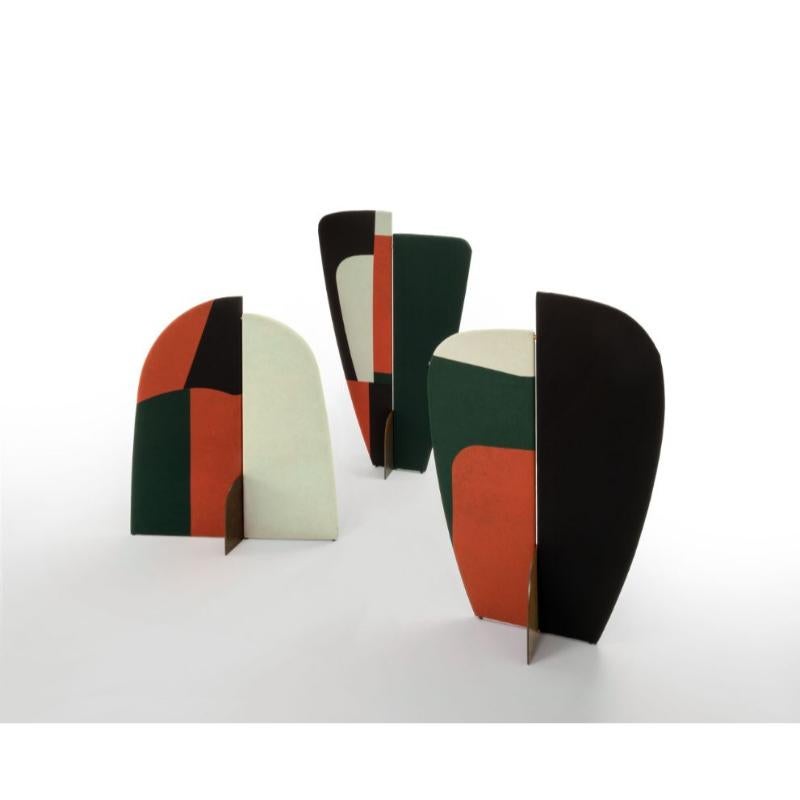 Modern Set of 3, Kazimir Screens, Abstract Coating in Silk by Colé Italia