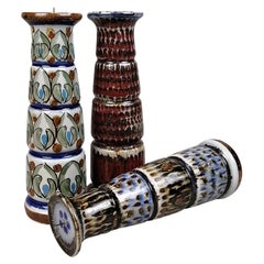Set of 3 Ken Edwards Tonalá Jalisco Stoneware Folk Art Candleholders