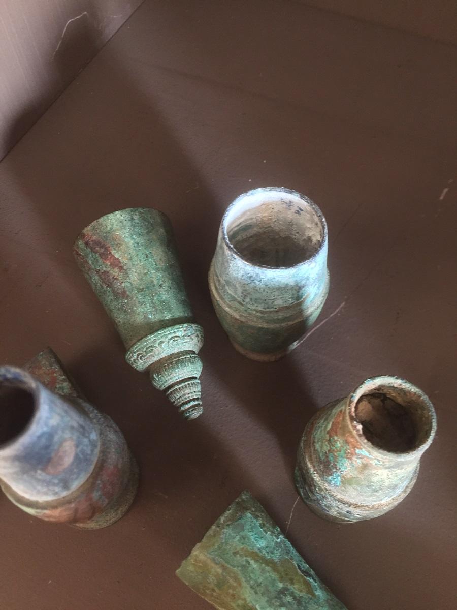Set of 3 Khmer Bronze Betel Nut Containers 5