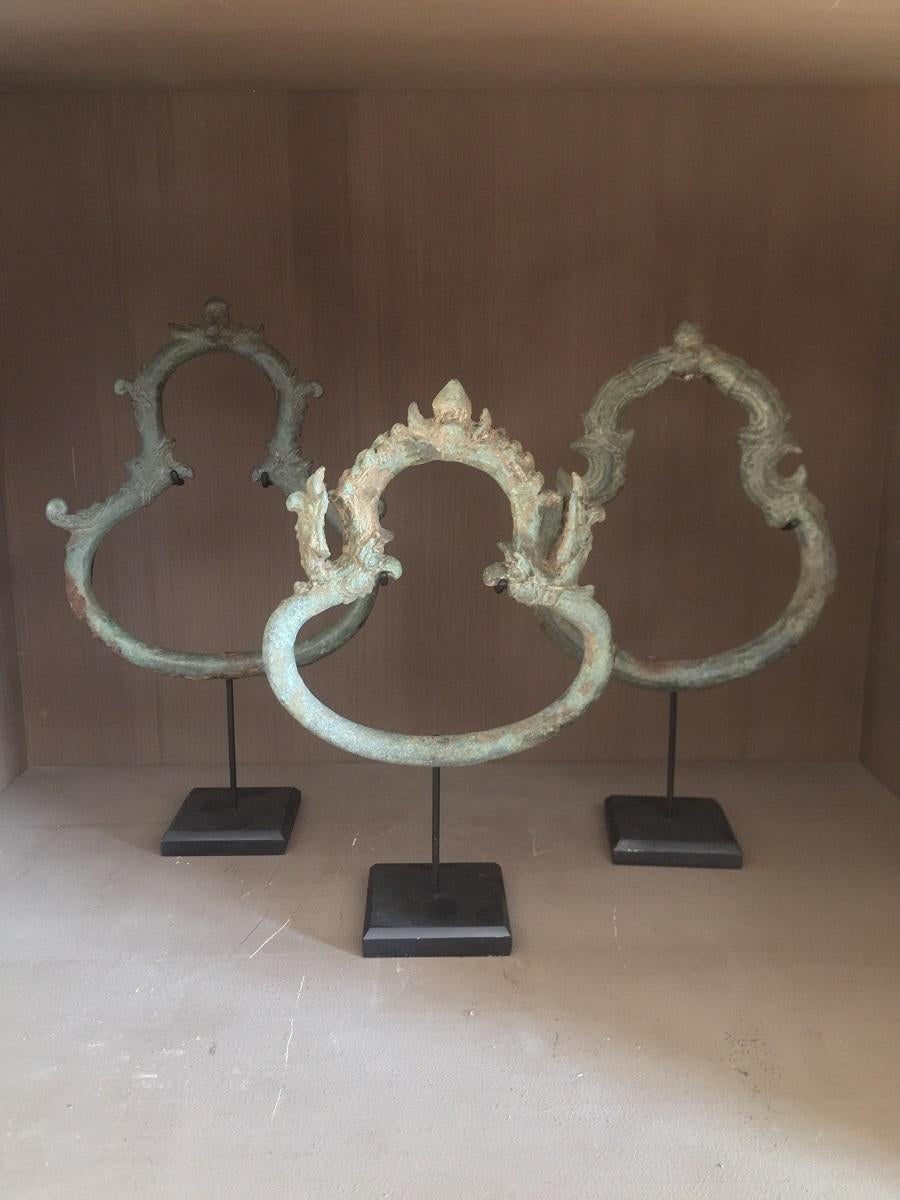 Set of 3 Khmer Bronze Palanquin 8