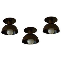 Set de 3 spots de cuisine - Abat-jours bruns et accessoires en laiton
