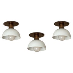 Set di 3 faretti da cucina - paralumi bianchi e accessori in ottone