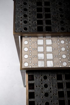 Set of 3 Klimt Nesting Tables in Shagreen, Shell, & Brass by R&Y Augousti