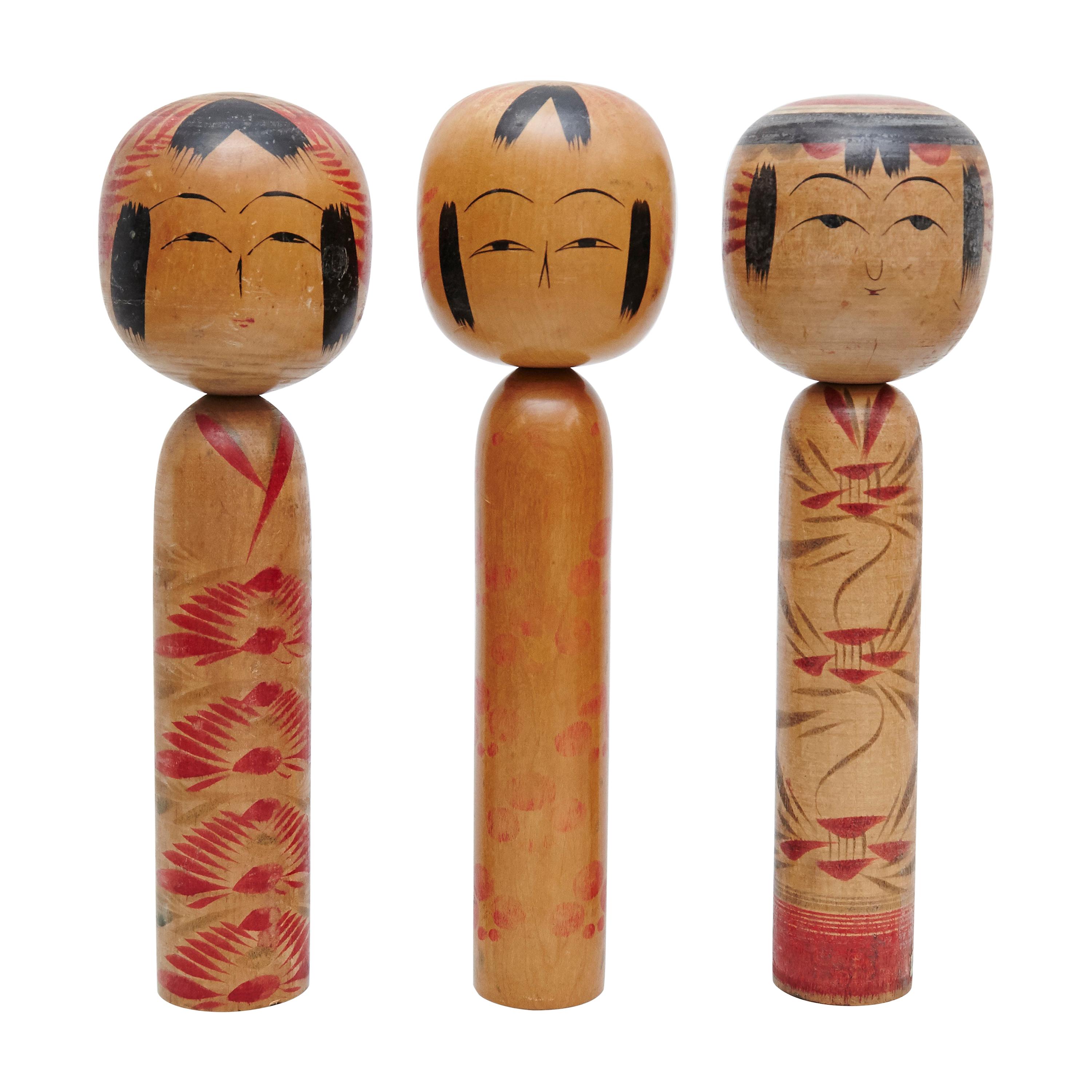 Set of 3 "Kokeshi" Dolls