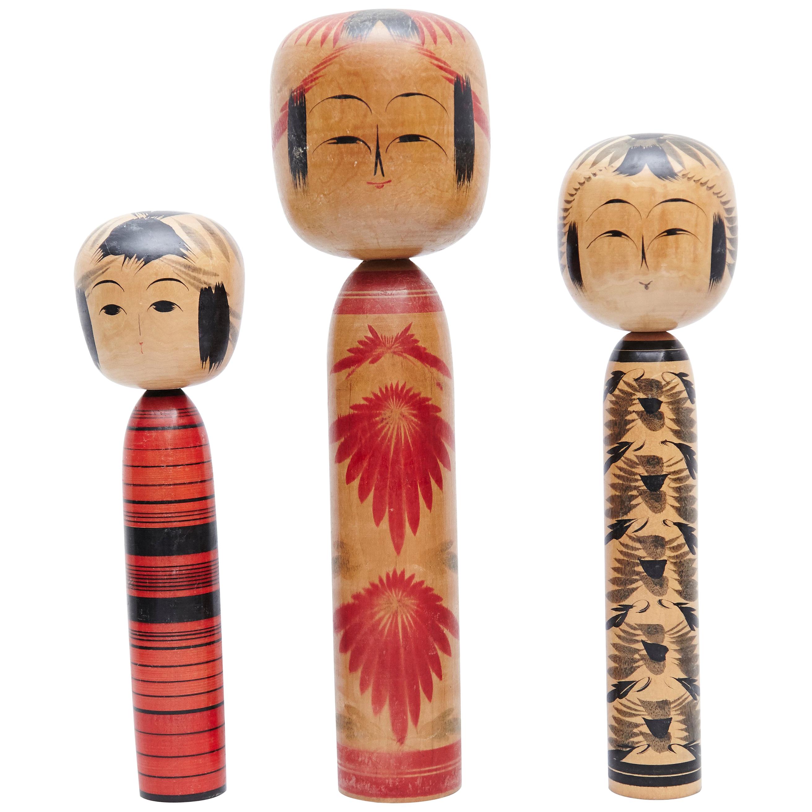 Set of 3 "Kokeshi" Dolls