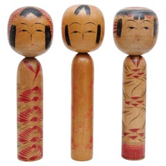 Vintage Set of 3 "Kokeshi" Dolls