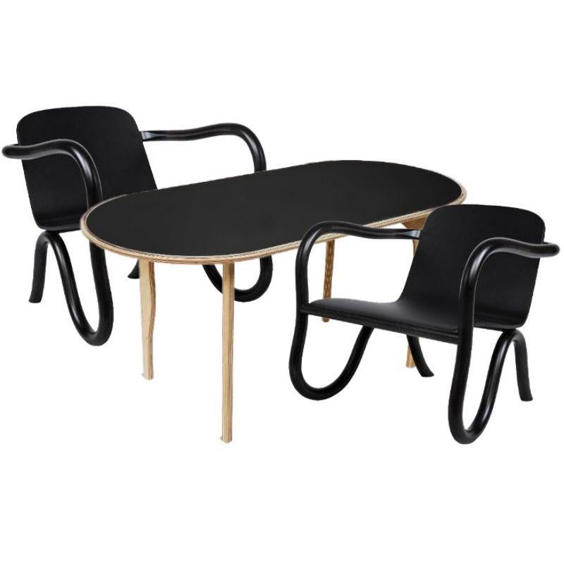 Set of 3, Kolho original coffee table & lounge chairs, Diamon Black by Made By Choice
MDJ Kuu - Kolho Collection with Matthew Day Jackson
Dimensions: 98 x 48 x 45 cm (Coffee Table), 70 x 60 x 70 cm (Lounge Chairs)
Materials: Plywood (MDJ Kuu