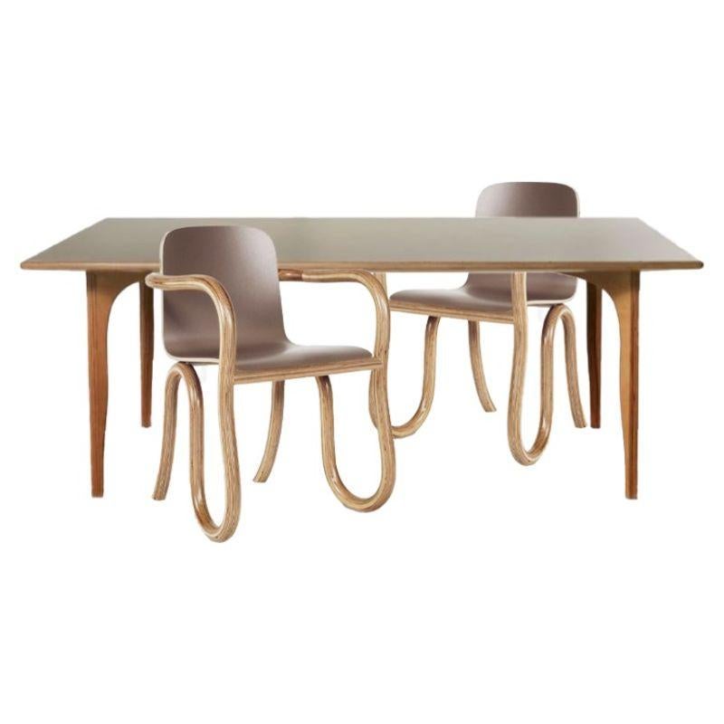 Set of 3, Kolho original rectangular dining table & earth dining chairs by Made By Choice
Kolho Collection with Matthew Day Jackson
Dimensions: 123 x 197 x 74 cm (Table), 54 x 54 x 77 cm (Chair)
Materials: Plywood 

Also available: Spectrum