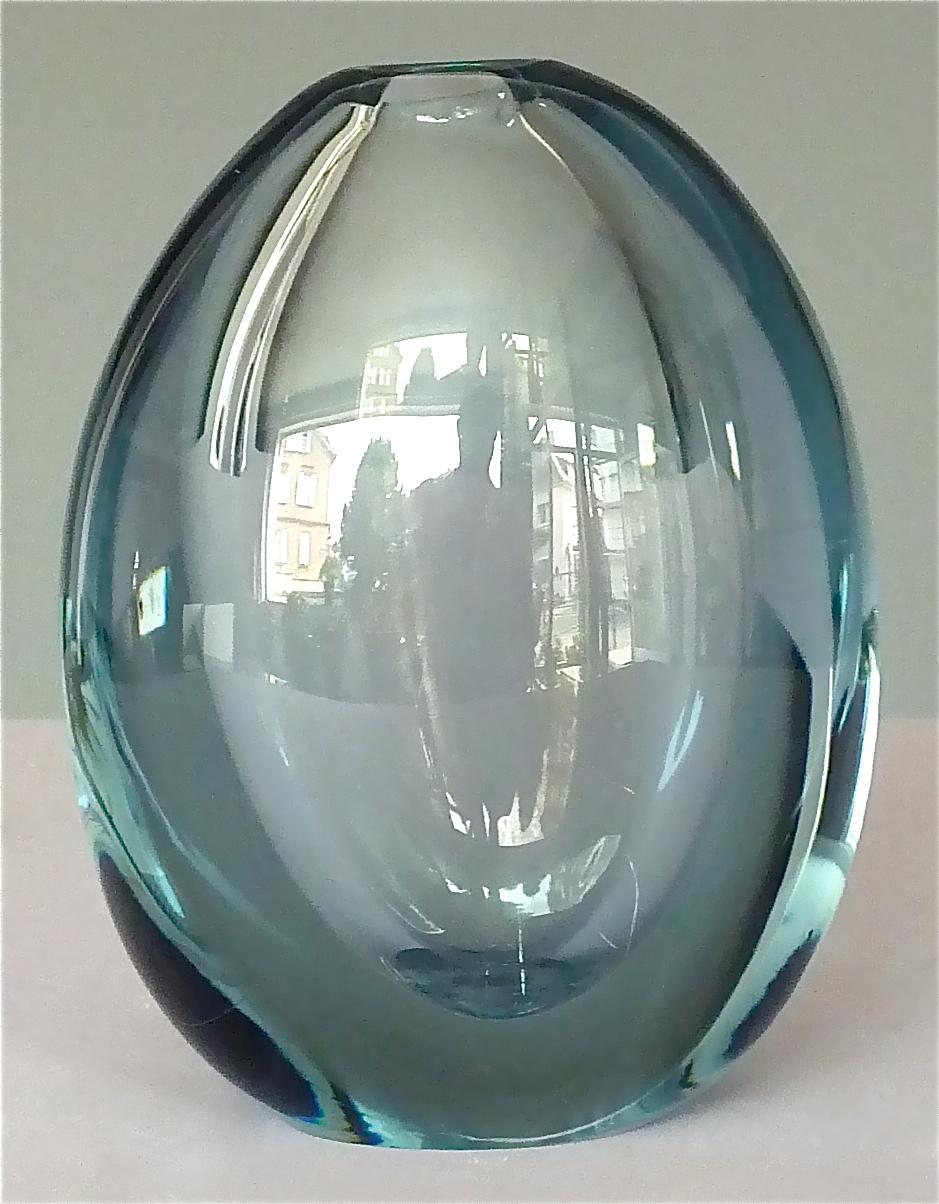 Set of 3 Kosta Vicke Lindstrand Organic Glass Vases Grey Blue Sweden 1950s-1960s 6