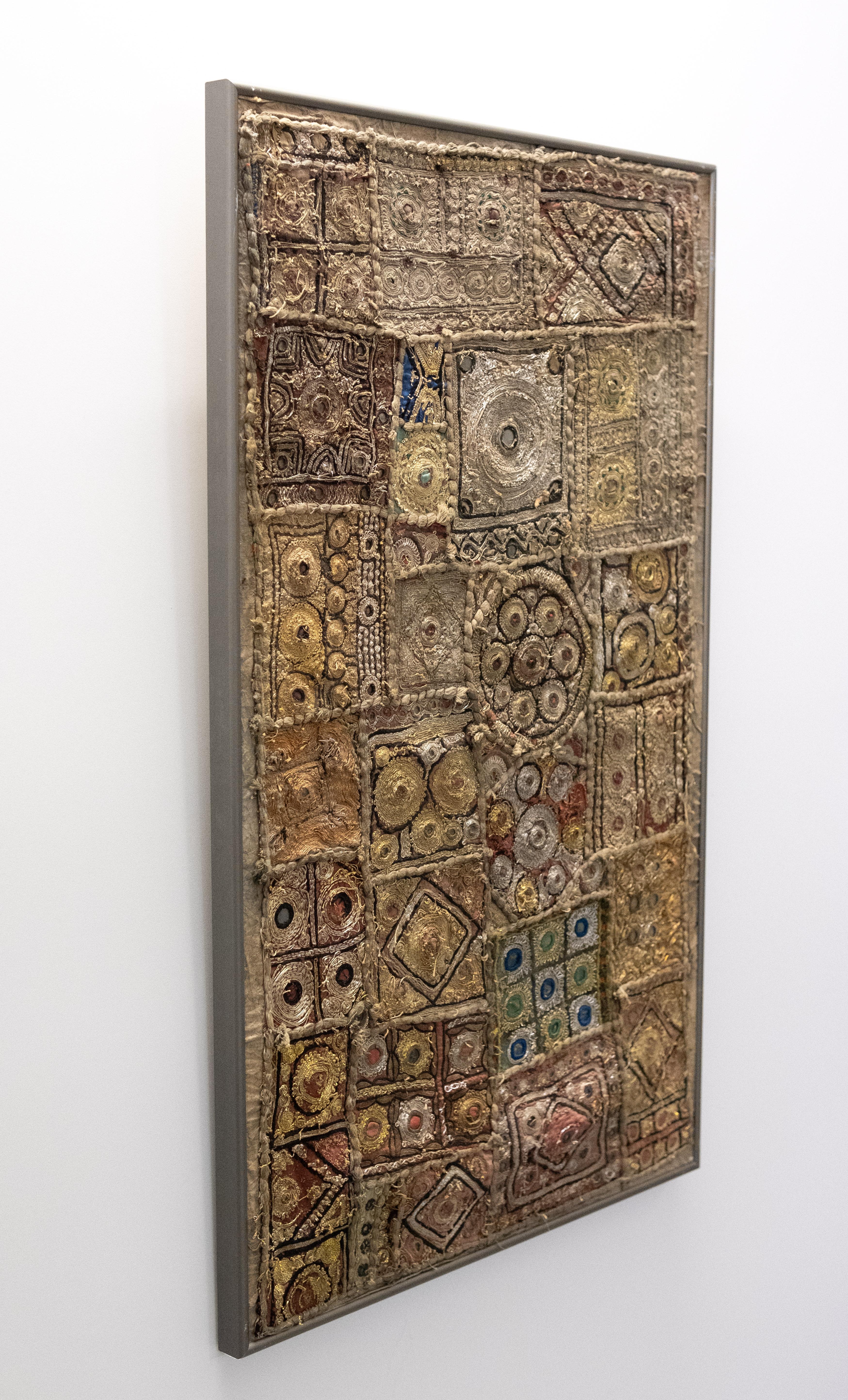 Ensemble de 3 tentures murales patchwork brodées indiennes Kutch Bon état - En vente à Den Haag, NL