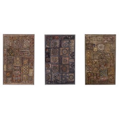set of 3 Kutch Indian Embroidered Patchwork Wall Hanging