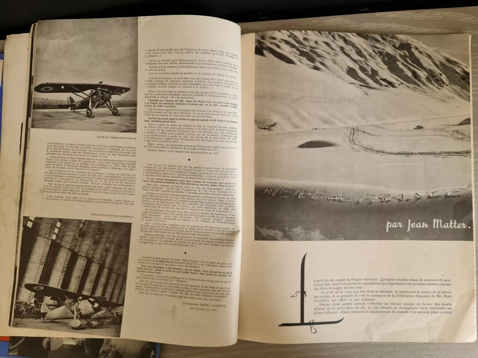 Explore the charm and history of 1930s France with this set of La Belle France magazines, featuring issues from October, November, and December of 1938. Known for its rich black-and-white photography and illustrations, La Belle France captured the