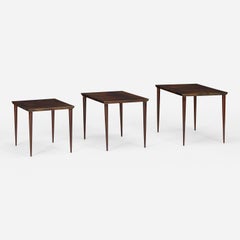 Set of 3  Lacquered Goatskin Nesting Tables by Aldo Tura