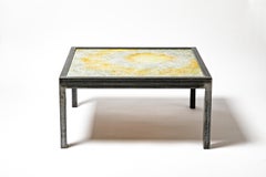 Ensemble de 3 grandes tables basses en céramique colorée du 20ème siècle par Bernard Buffat 1970