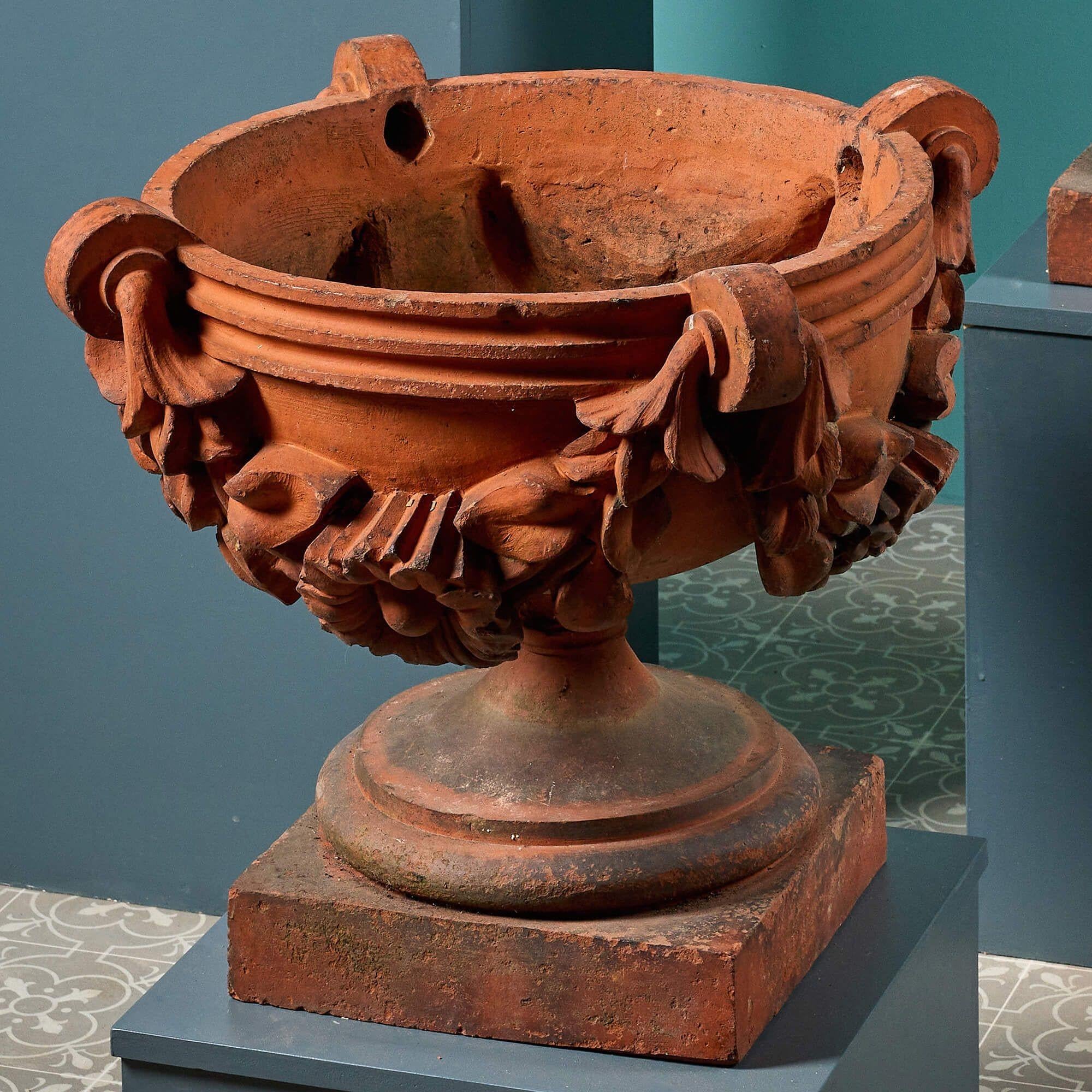19th Century Set of 3 Large Antique Red Terracotta Garden Jardinieres For Sale