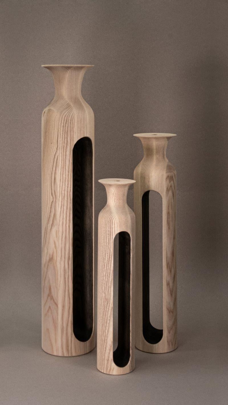 Other Set of 3 Large Ash Bettoïa Vases by Alexandre Labruyère