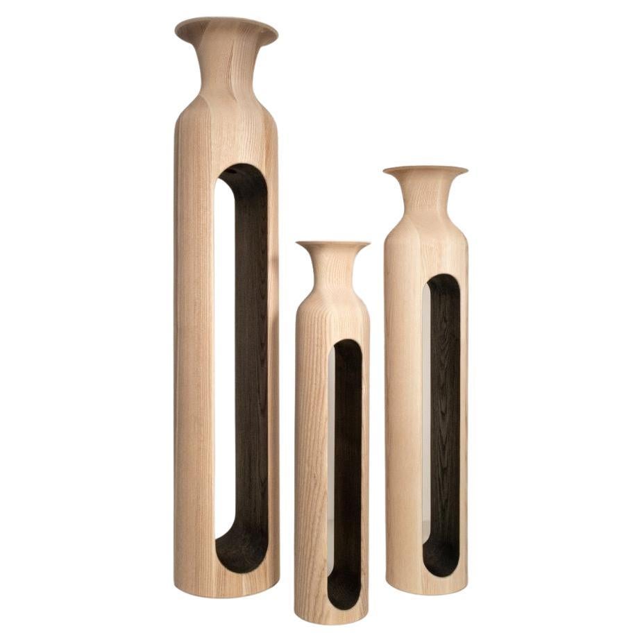 Set of 3 Large Ash Bettoïa Vases by Alexandre Labruyère