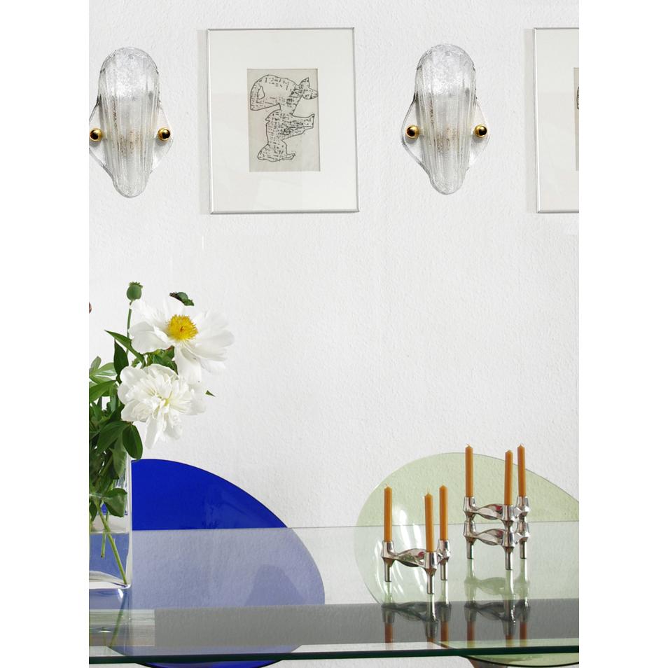 Juego de 3 apliques grandes de cristal de hielo orgánico con textura vintage austriaco Apliques de pared en Bueno estado para la venta en Berlin, DE