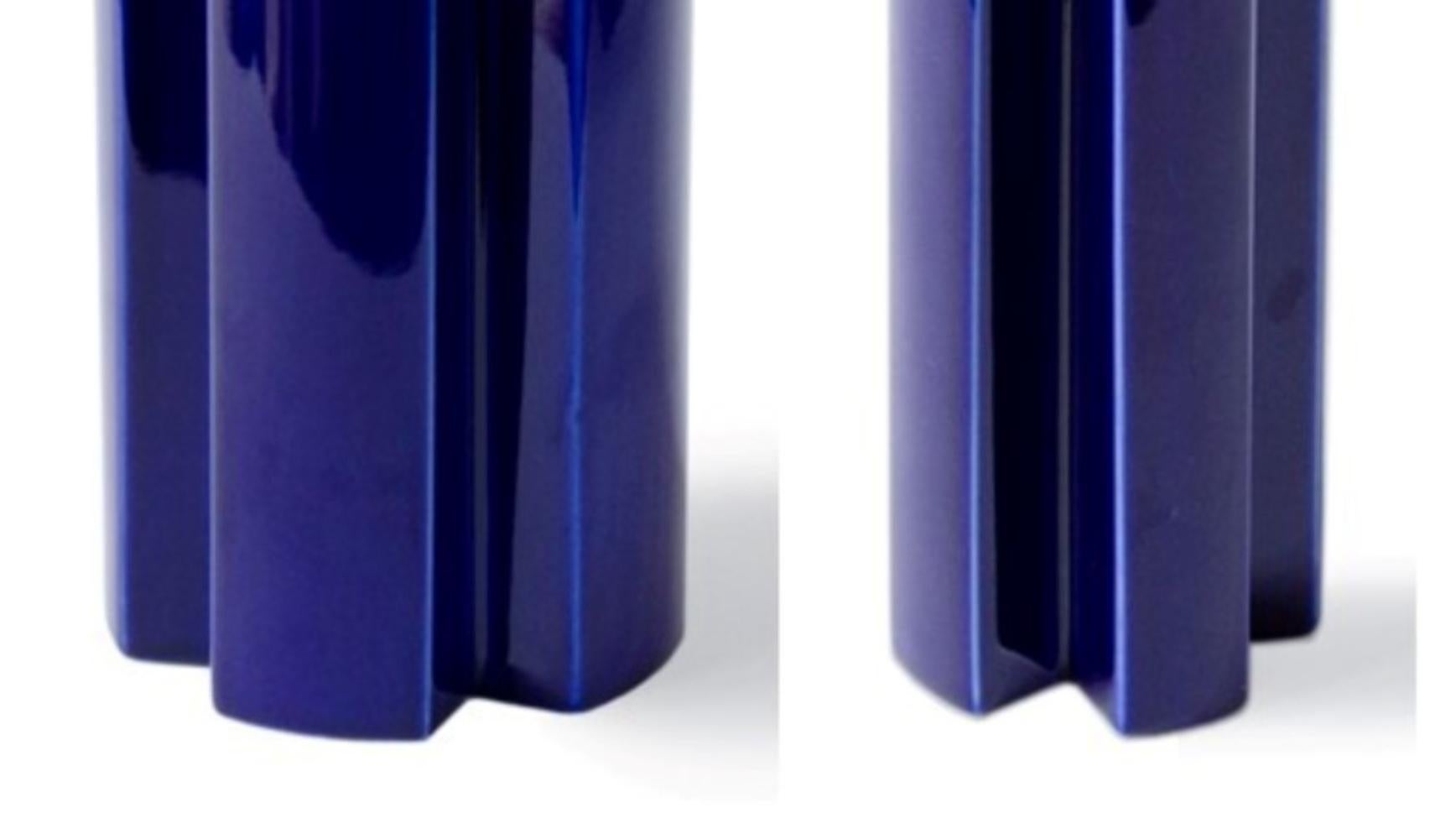 Other Set of 3 Large Blue Ceramic KYO Star Vases by Mazo Design For Sale