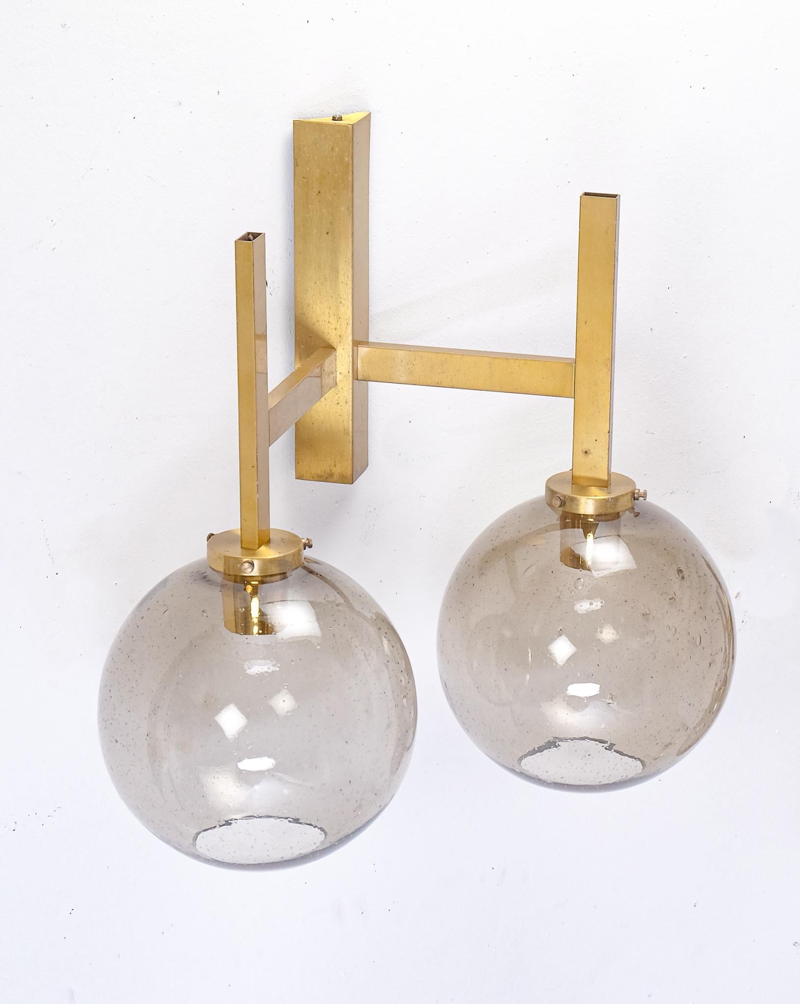 Set of 3 Large Brass Wall Lamps by Holger Johansson, Sweden, 1960s For Sale 3