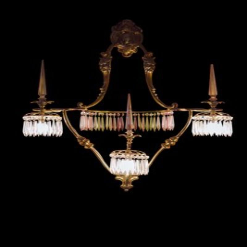 Ensemble de 3 grands lustres à glands en bronze et cristal de Baccarat, années 1930 en vente 9