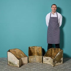 Set of 3 Large Brutalist Style Stoneware Planters